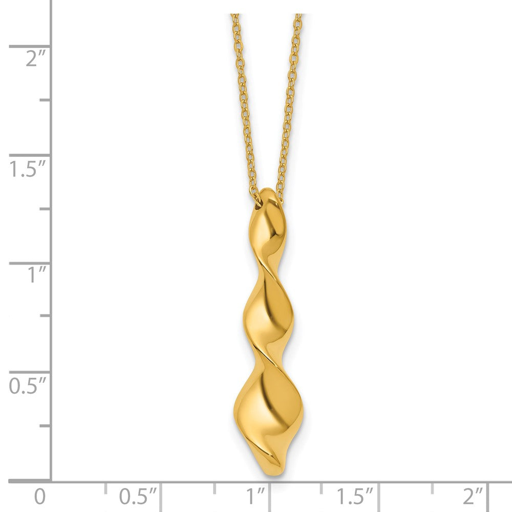 Polished Wavy Pendant on Dia-cut Chain w/1in ext. Necklace