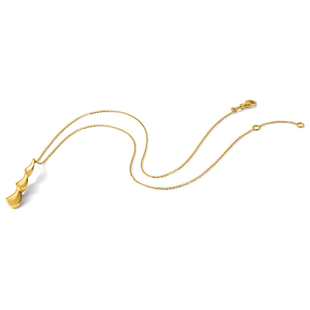 Polished Wavy Pendant on Dia-cut Chain w/1in ext. Necklace