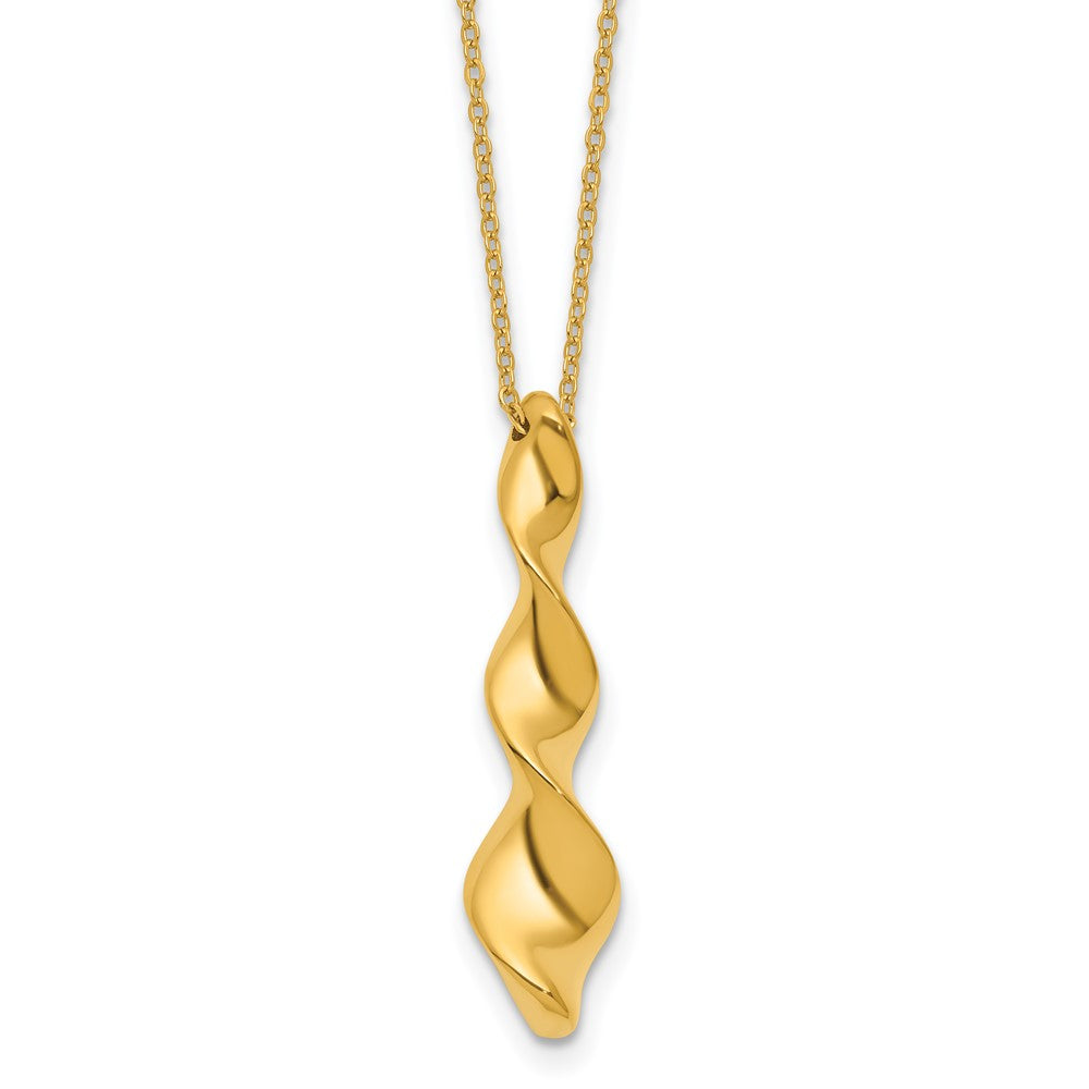 Polished Wavy Pendant on Dia-cut Chain w/1in ext. Necklace