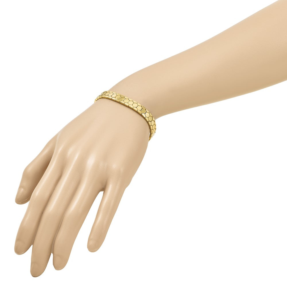 Polished Hexagon Design Bracelet 7.5"