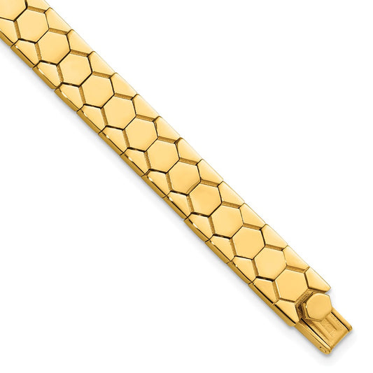 Polished Hexagon Design Bracelet 7.5"