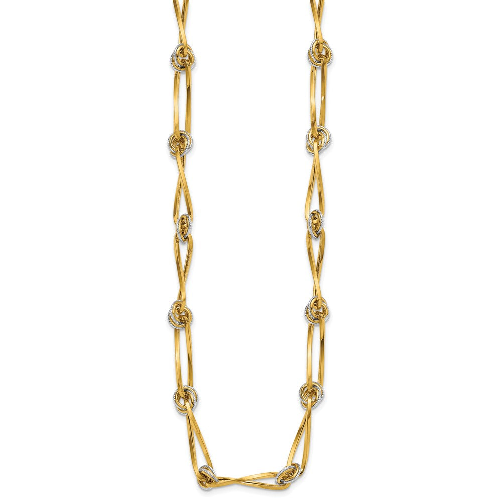 Polished and Diamond-cut Fancy Link Necklace 17.5" - Two-Tone Gold