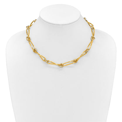 Polished and Diamond-cut Fancy Link Necklace 17.5" - Two-Tone Gold