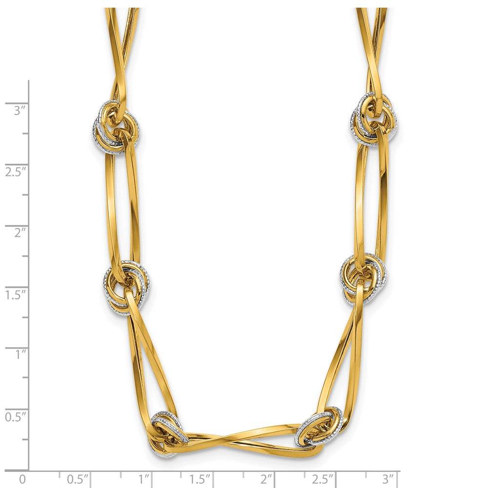 Polished and Diamond-cut Fancy Link Necklace 17.5" - Two-Tone Gold
