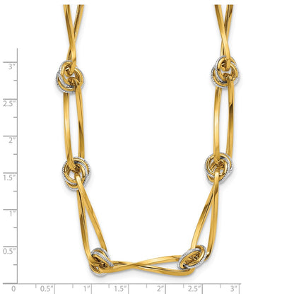 Polished and Diamond-cut Fancy Link Necklace 17.5" - Two-Tone Gold