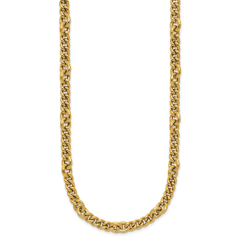 Polished and Textured Fancy Link with .5in ext. Necklace