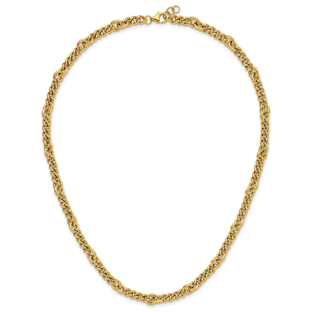Polished and Textured Fancy Link with .5in ext. Necklace