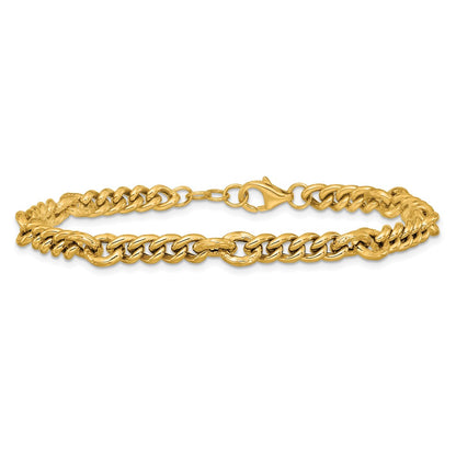 Polished and Textured Fancy Link with .5in ext. Bracelet
