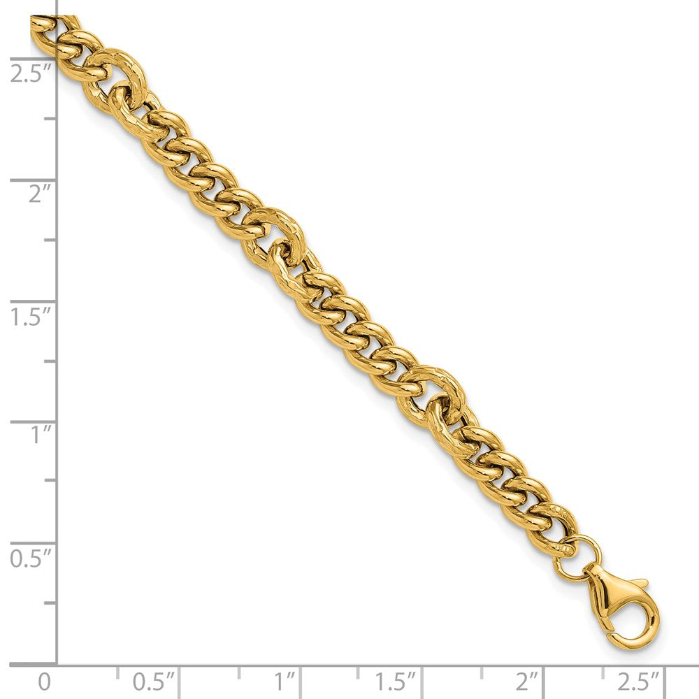 Polished and Textured Fancy Link with .5in ext. Bracelet