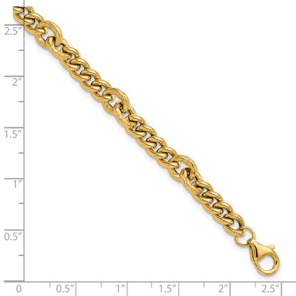 Polished and Textured Fancy Link with .5in ext. Bracelet