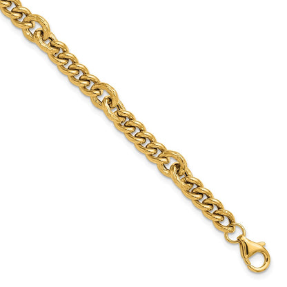 Polished and Textured Fancy Link with .5in ext. Bracelet
