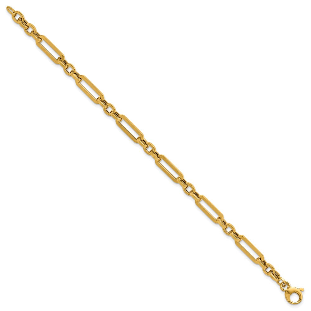 Polished Fancy Paperclip Link Bracelet 7.5" - 3.81g