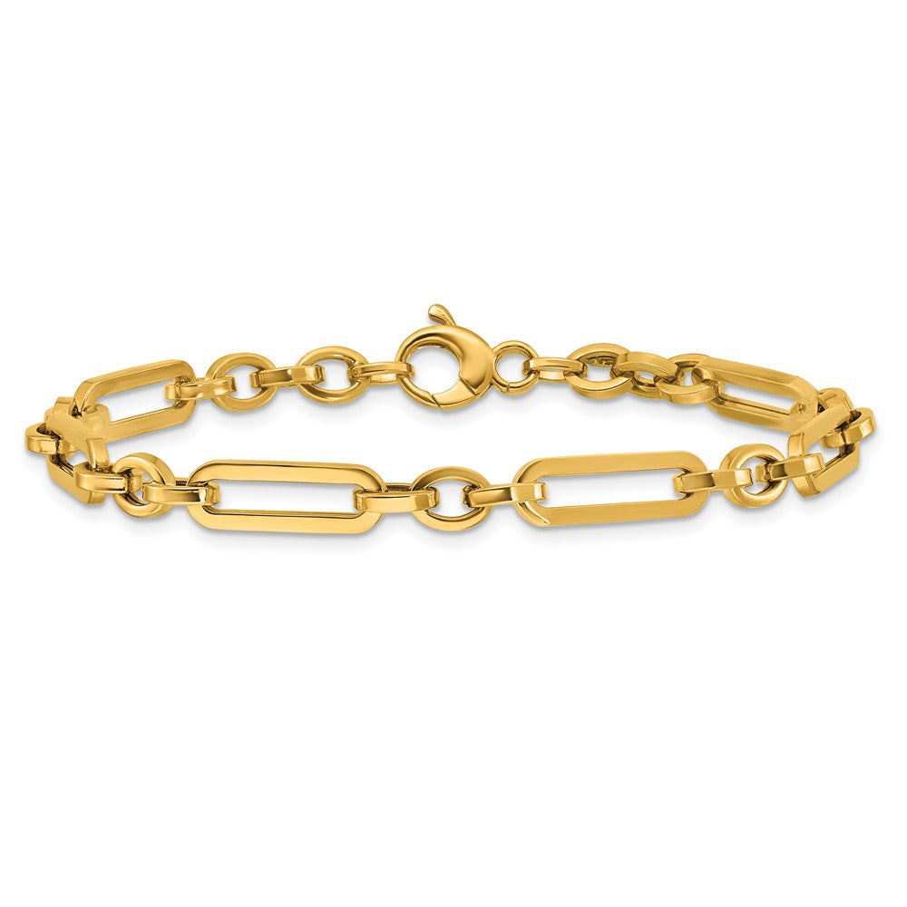 Polished Fancy Paperclip Link Bracelet 7.5" - 3.81g