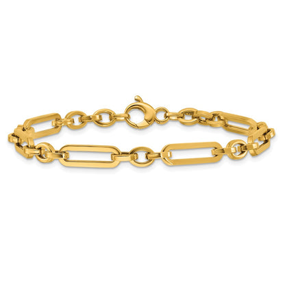 Polished Fancy Paperclip Link Bracelet 7.5" - 3.81g