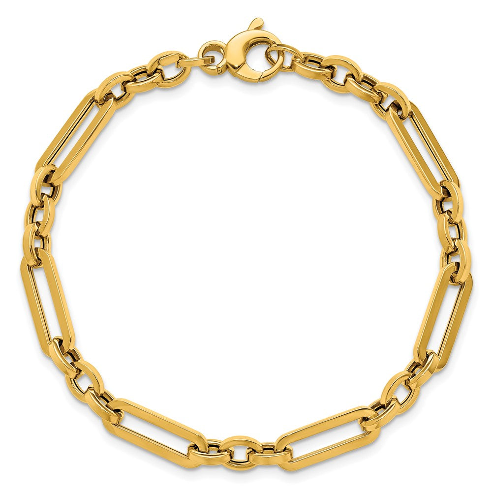 Polished Fancy Paperclip Link Bracelet 7.5" - 3.81g