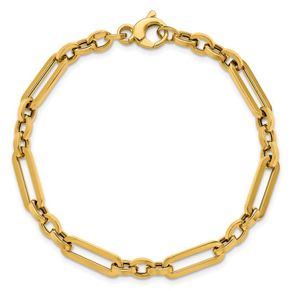 Polished Fancy Paperclip Link Bracelet 7.5" - 3.81g