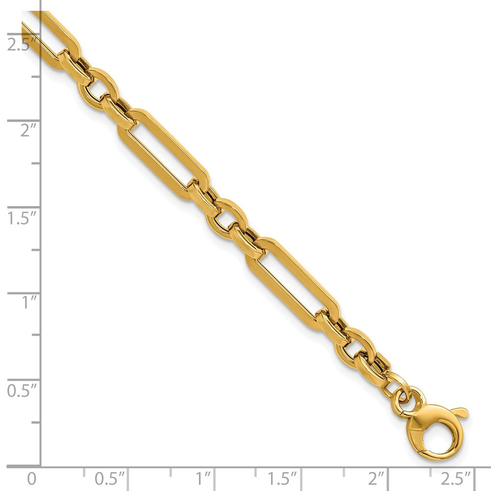 Polished Fancy Paperclip Link Bracelet 7.5" - 3.81g