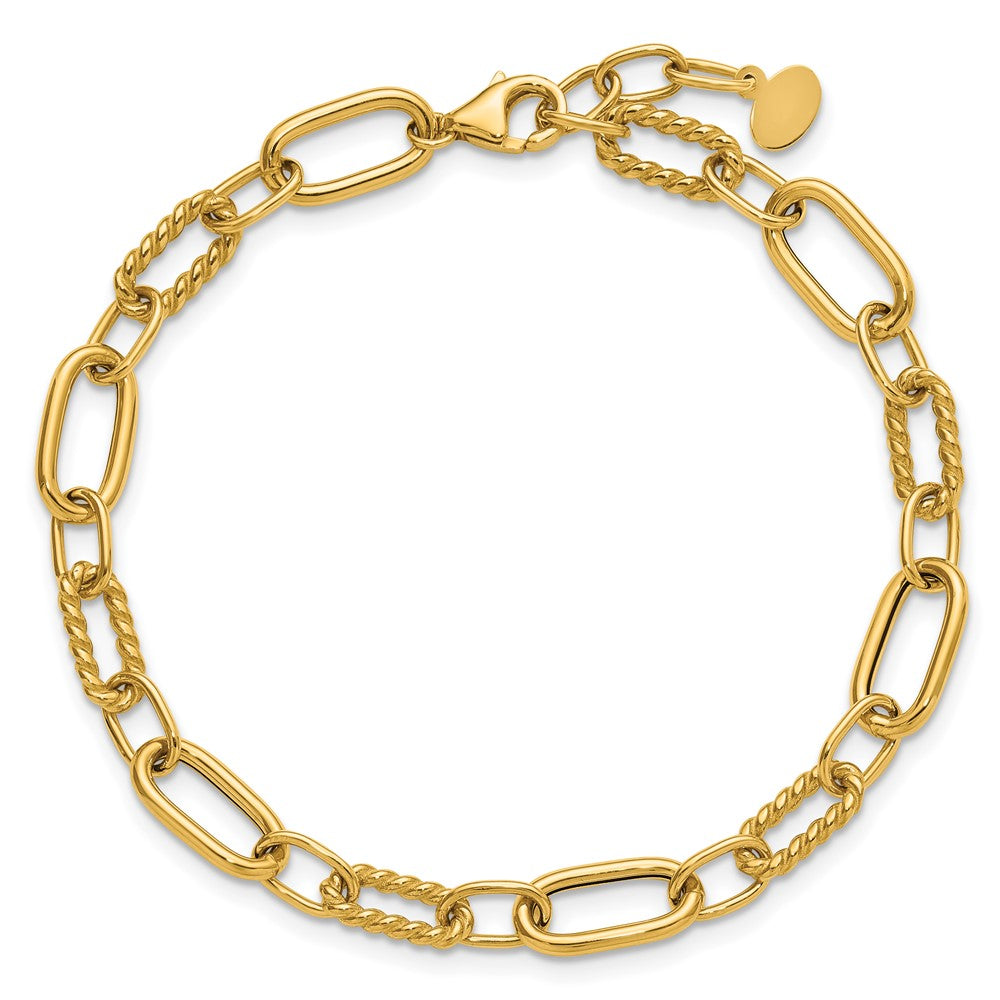 Polished and Twisted Fancy Link w/.5in ext. Bracelet
