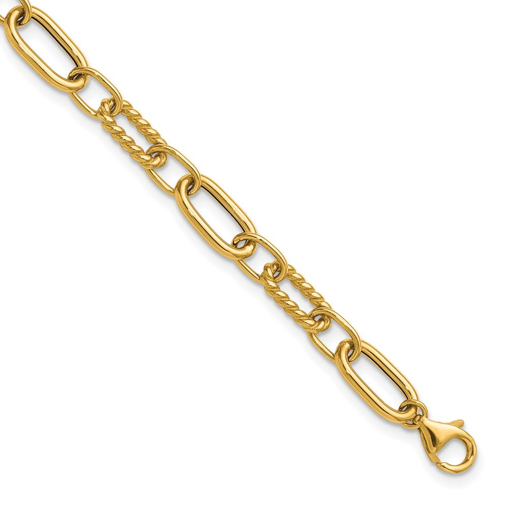 Polished and Twisted Fancy Link w/.5in ext. Bracelet
