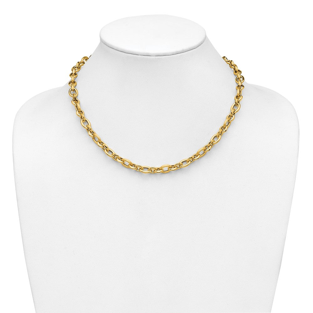 Polished and Textured Fancy Link Necklace 18" - 7.85mm