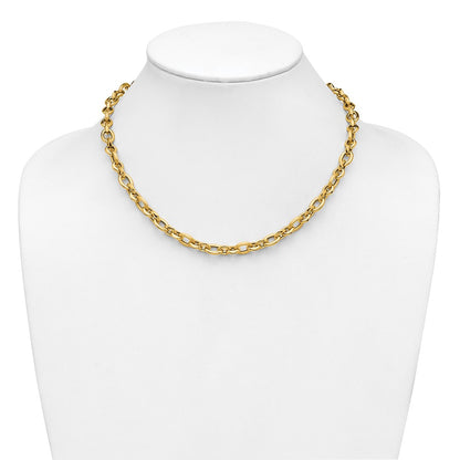 Polished and Textured Fancy Link Necklace 18" - 7.85mm