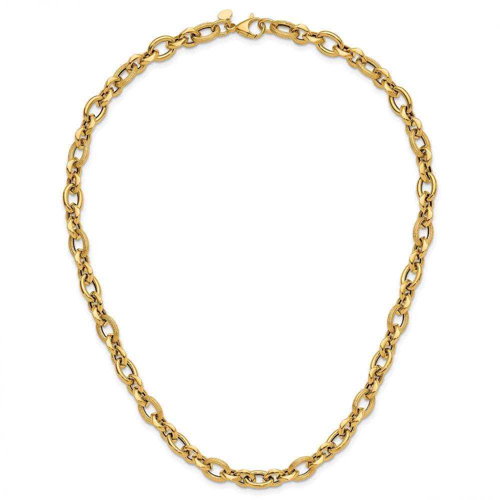 Polished and Textured Fancy Link Necklace 18" - 7.85mm