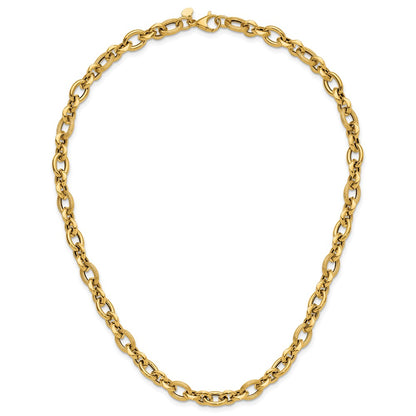 Polished and Textured Fancy Link Necklace 18" - 7.85mm