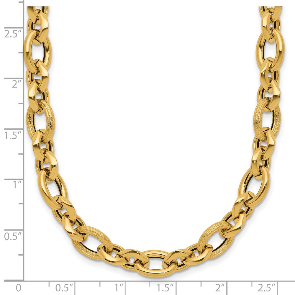 Polished and Textured Fancy Link Necklace 18" - 7.85mm
