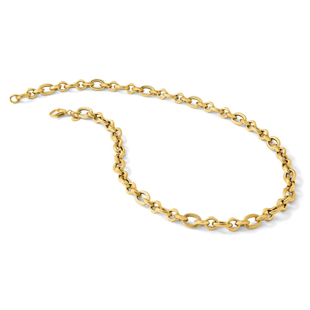 Polished and Textured Fancy Link Necklace 18" - 7.85mm