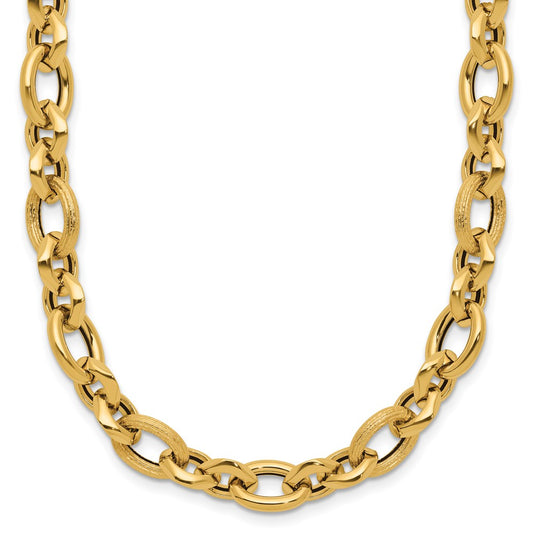 Polished and Textured Fancy Link Necklace 18" - 7.85mm