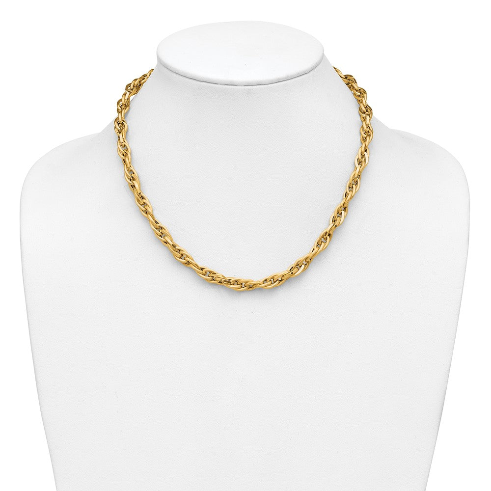 Polished and Textured Fancy Twisted Link Necklace 18"