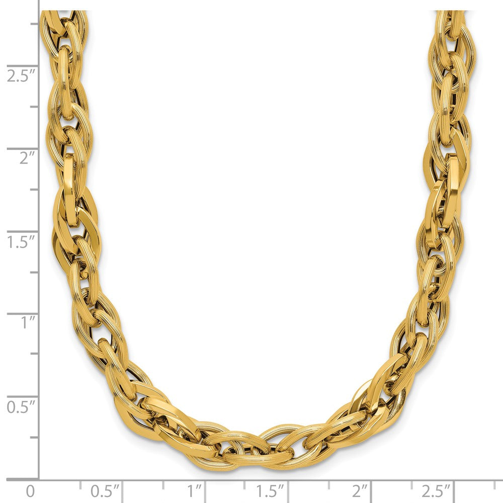 Polished and Textured Fancy Twisted Link Necklace 18"