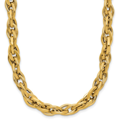 Polished and Textured Fancy Twisted Link Necklace 18"