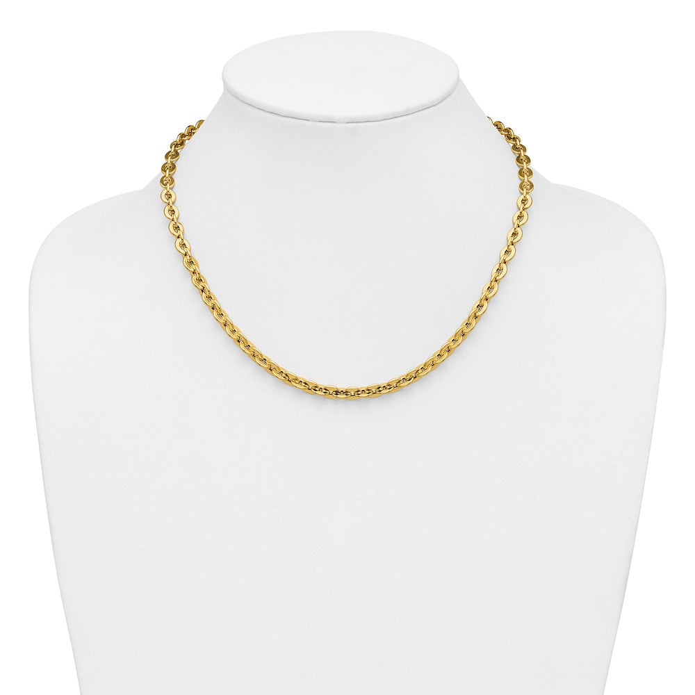 Polished Fancy Round Link Necklace 18"