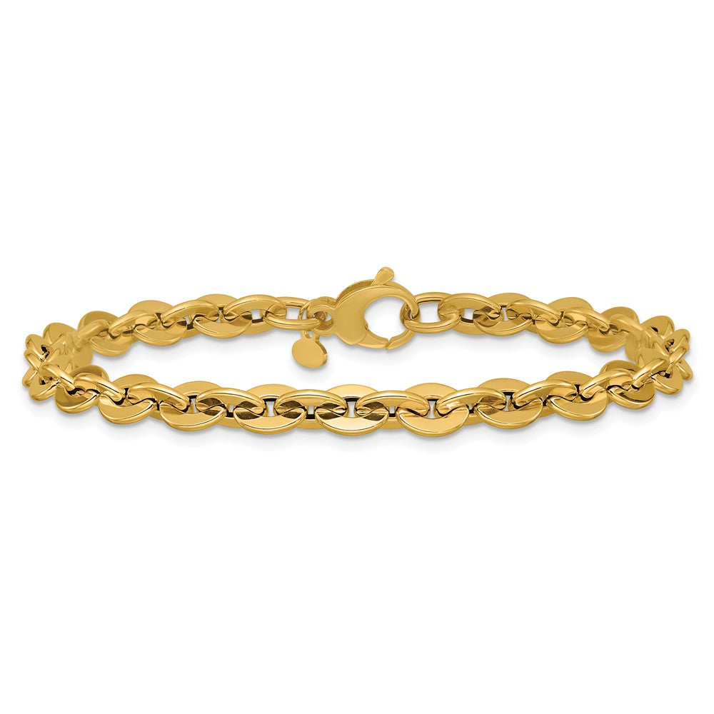 Polished Fancy Round Link Bracelet 7.75" - 3.99g