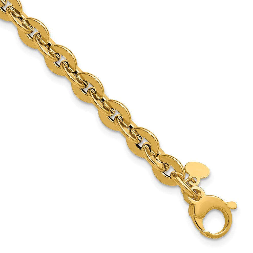 Polished Fancy Round Link Bracelet 7.75" - 3.99g