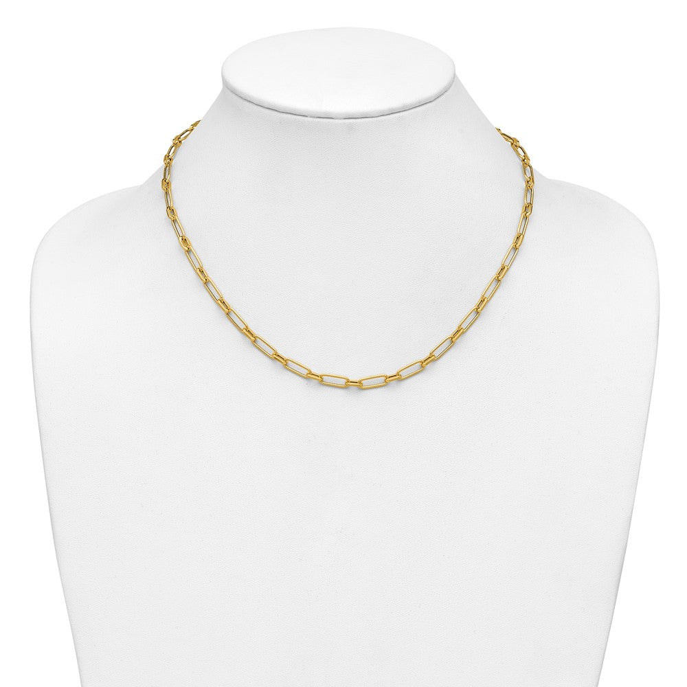 Polished Textured Fancy Link Necklace 18" - 4.7mm