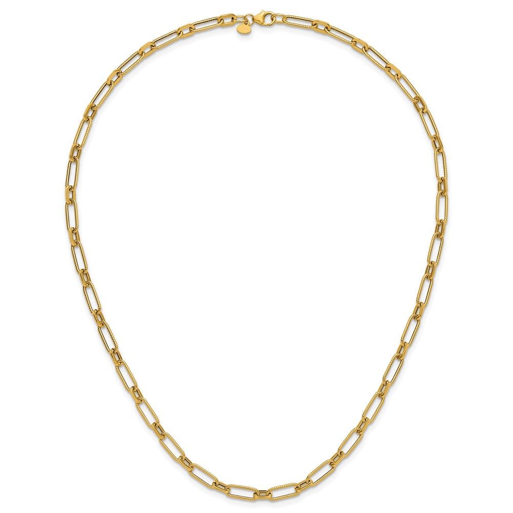 Polished Textured Fancy Link Necklace 18" - 4.7mm