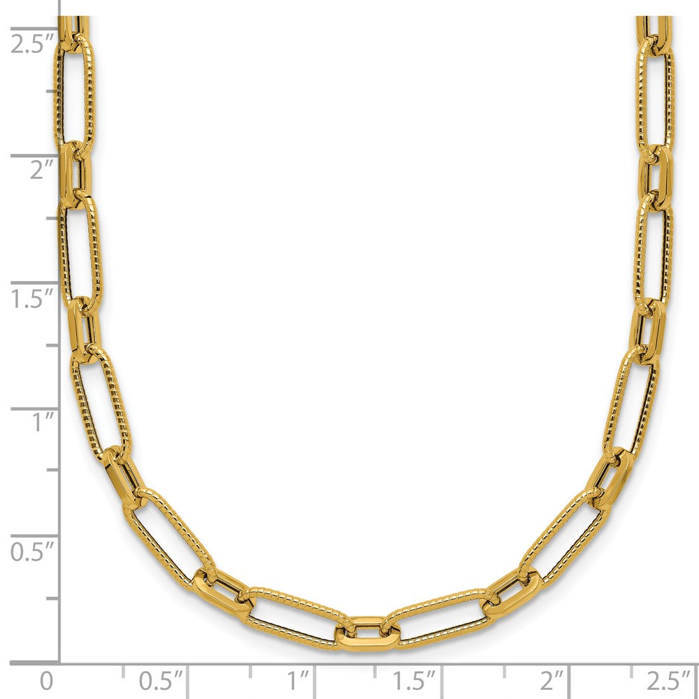 Polished Textured Fancy Link Necklace 18" - 4.7mm
