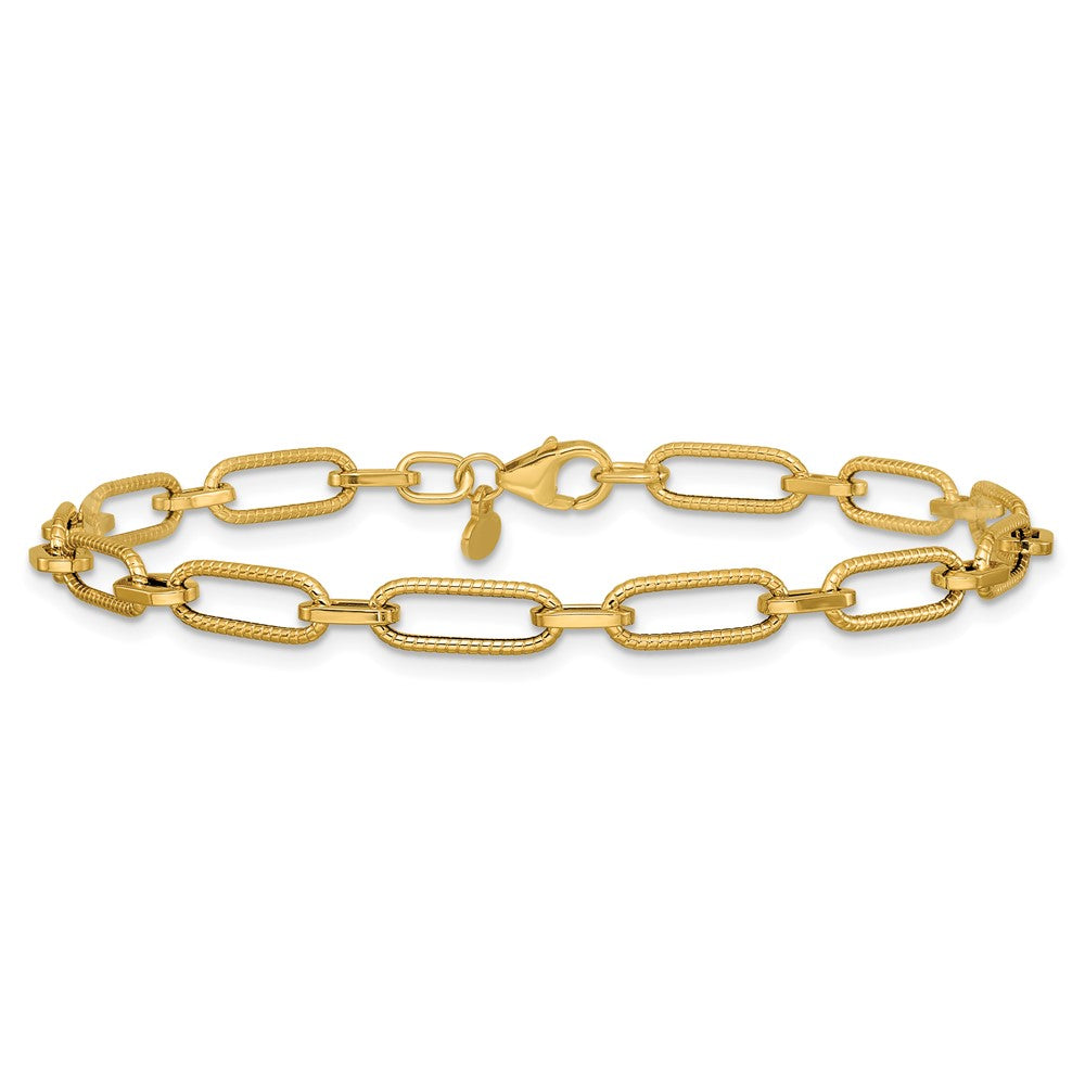 Polished Textured Fancy Link Bracelet 7.5" - 2.62g
