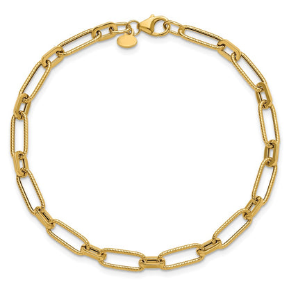 Polished Textured Fancy Link Bracelet 7.5" - 2.62g