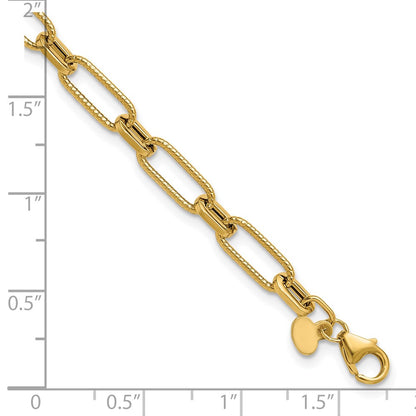 Polished Textured Fancy Link Bracelet 7.5" - 2.62g