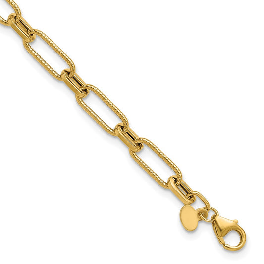 Polished Textured Fancy Link Bracelet 7.5" - 2.62g
