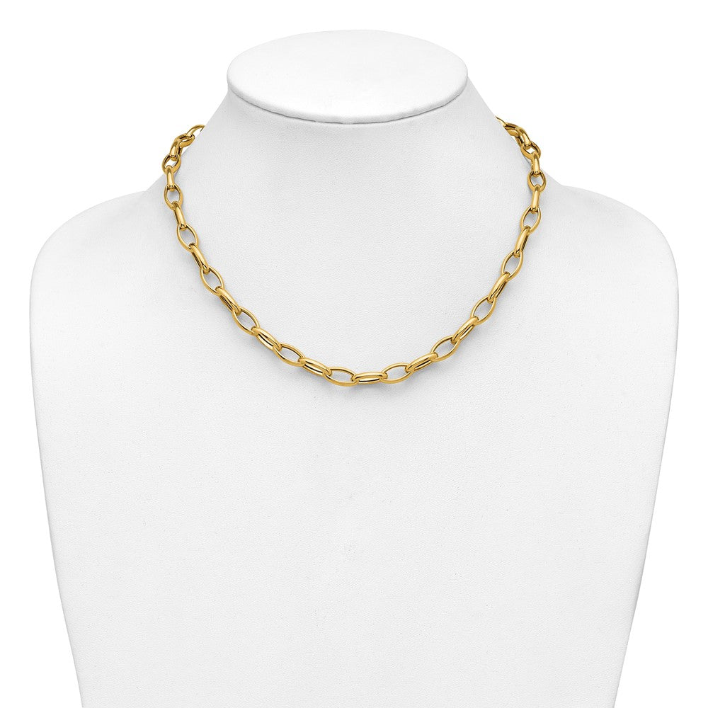 Polished Fancy Oval Link Necklace 18" - 6.95mm