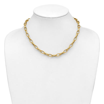Polished Fancy Oval Link Necklace 18" - 6.95mm