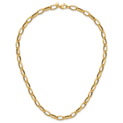 Polished Fancy Oval Link Necklace 18" - 6.95mm