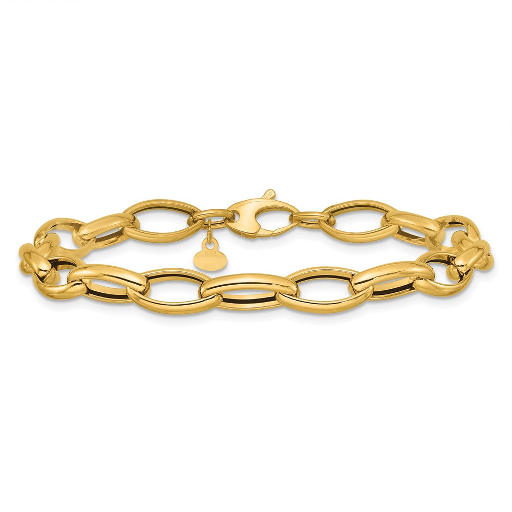 Polished Fancy Oval Link Bracelet 7.5" - 3.59g