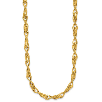 Polished and Textured Twisted Link Necklace 17.75"