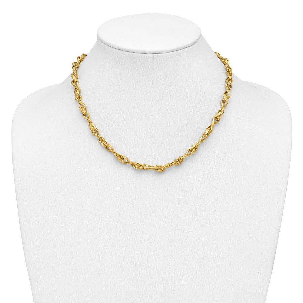 Polished and Textured Twisted Link Necklace 17.75"
