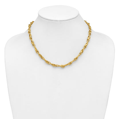 Polished and Textured Twisted Link Necklace 17.75"